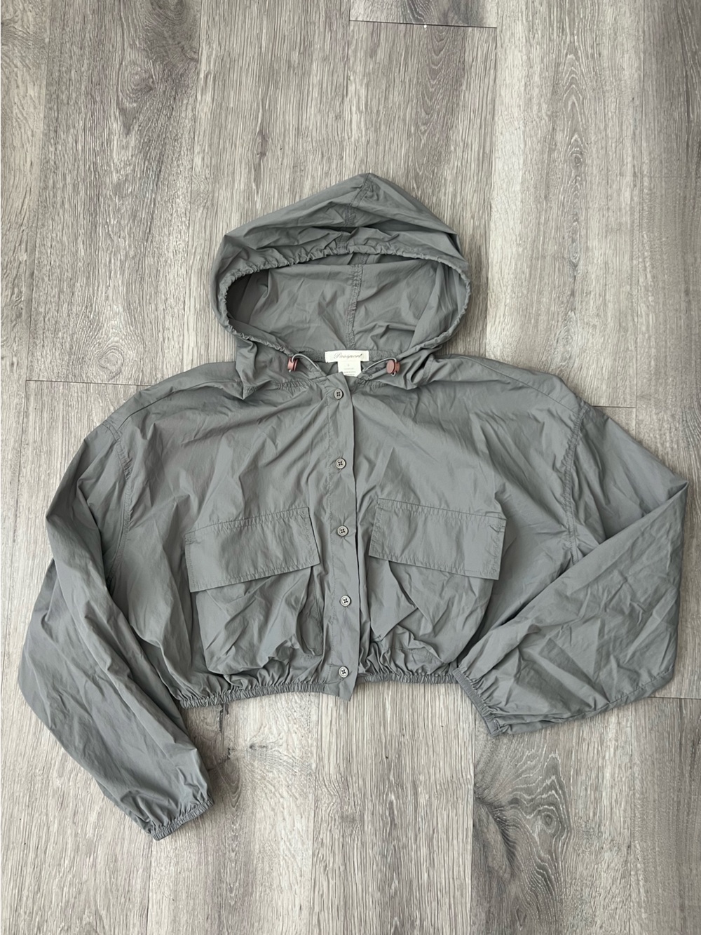 Passport Cropped Hooded Jacket in Gray